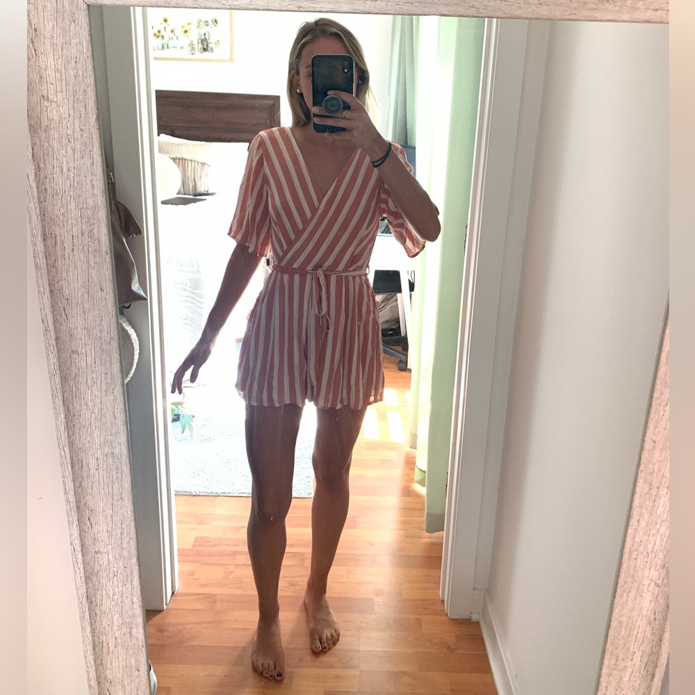 Francesca’s pink striped romper